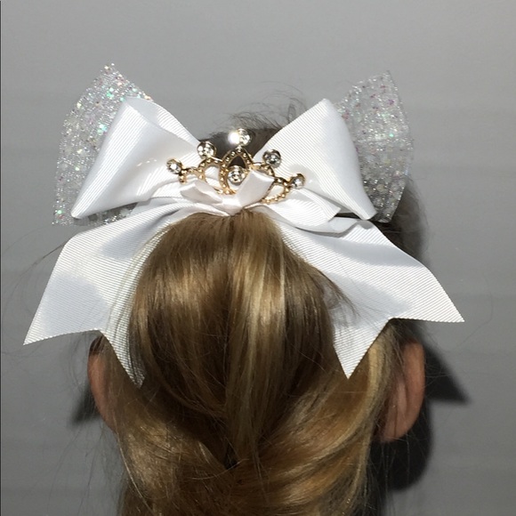 NEW Girls Big Hair Bow Kids Princess Tiara Hair Bow - Picture 4 of 5